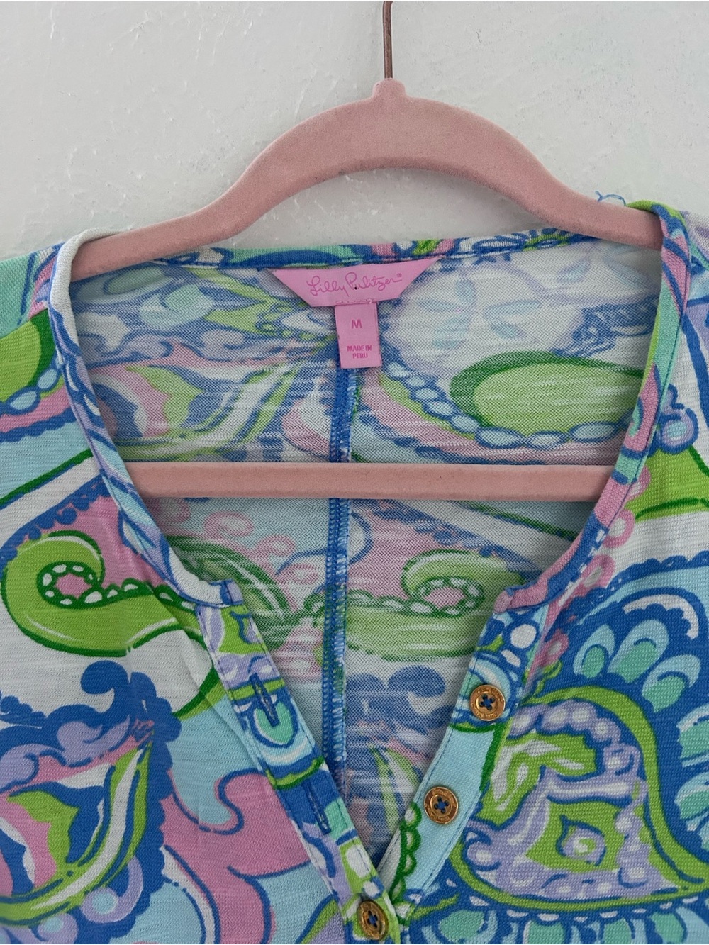 Lilly Pulitzer Pastel Paisley V-Neck Tunic in Blue, Pink & Green - Picture 2 of 4